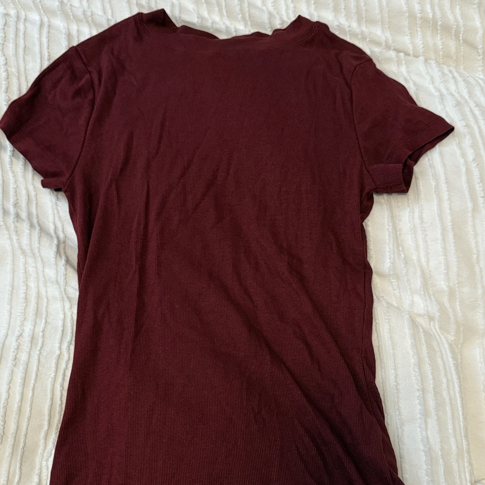 a new day Maroon Ribbed Tee